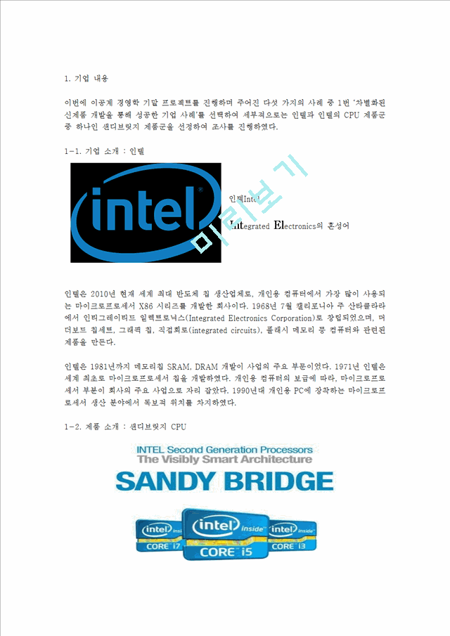 인텔(Intel)의 기업분석   (1 )